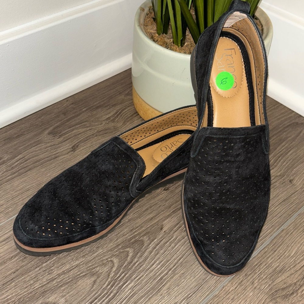 Franco Sarto Haiku Perforated Suede Slip‎ On Shoes Size 6